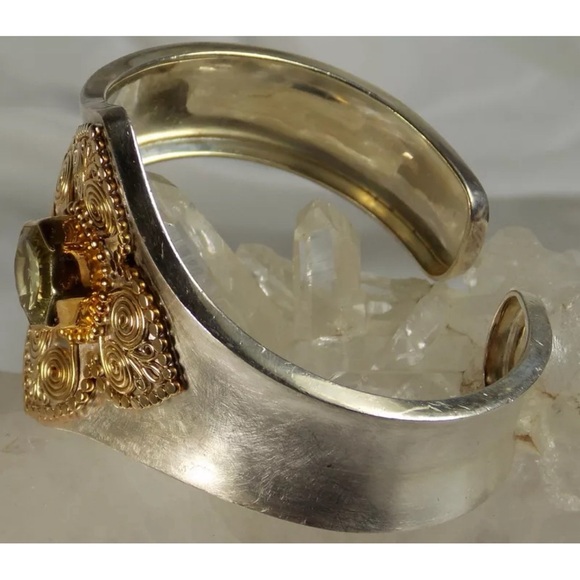 Lemon Quartz 4.65ct. {Michou} Sterling Silver Cuff Bracelet Boho Exclusive - Picture 6 of 7